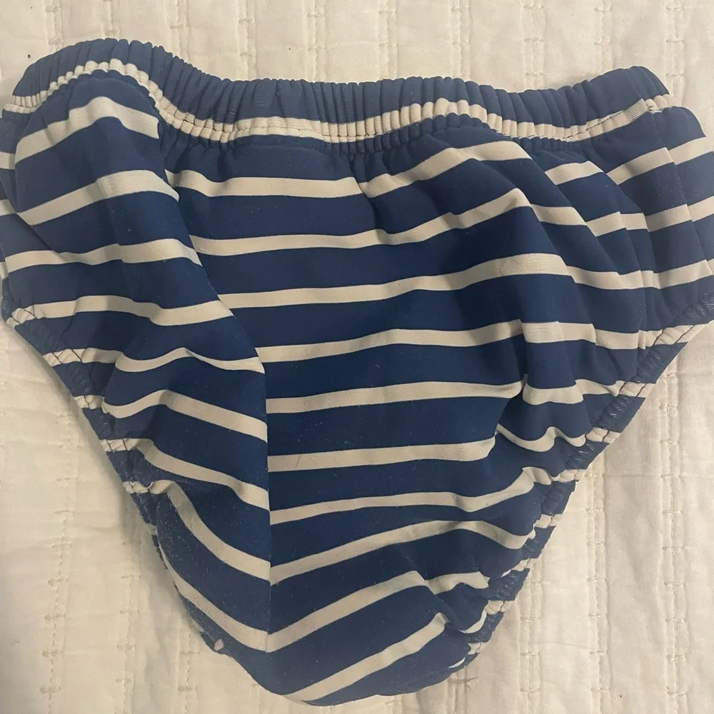 Baby Boden Blue and White Striped Kids Swim Diaper